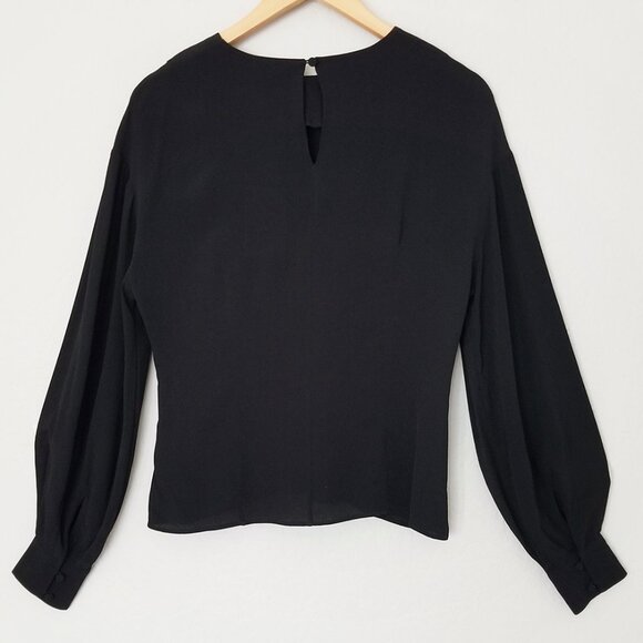 NEW & Other Stories Oversized Sleeve Blouse Black Size 4 Viscose Crepe Classic - Picture 7 of 16